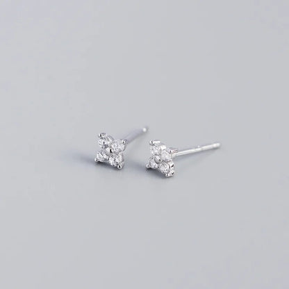 Fashion Flower Plating Gem Earrings Ear Studs