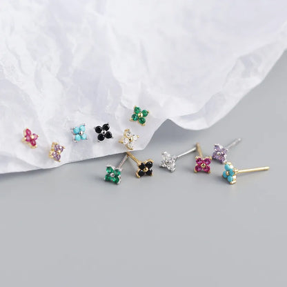 Fashion Flower Plating Gem Earrings Ear Studs