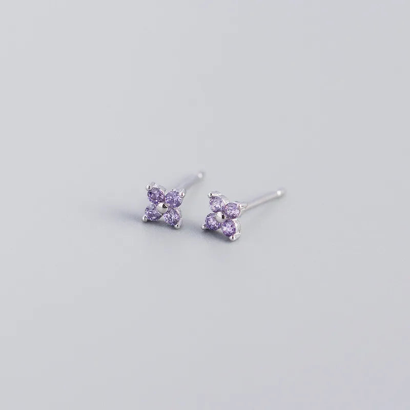 Fashion Flower Plating Gem Earrings Ear Studs