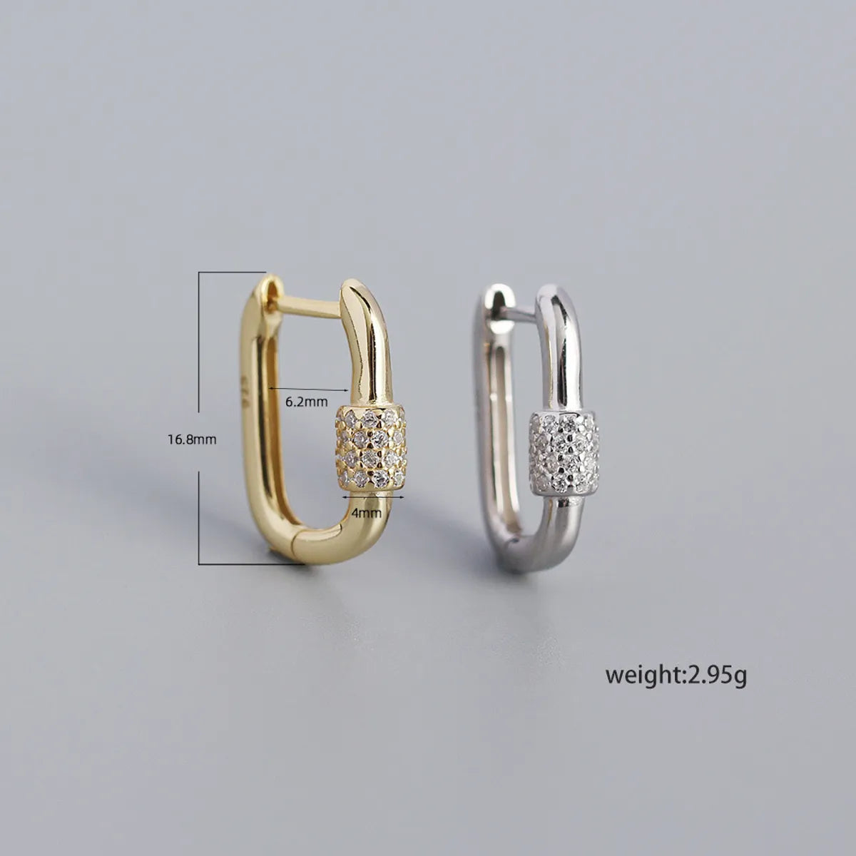 Yhe0345 Lock Earrings S925 Silver Metal Wind Oval Geometric Diamond Earrings