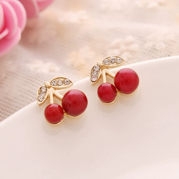 Red Cherry Earrings Diamond Cherry Earrings Earrings Accessories Wholesale