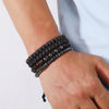 Yoga Bracelet Wooden Beads Black Stone Magnet Hand Knitted Geometric British Retro Style Men's Woven Adjustable
