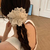 Zhao Lusi  White Ballet Style Hollow Lace Hair Band  Princess Fever Fabric Large Intestine Ring