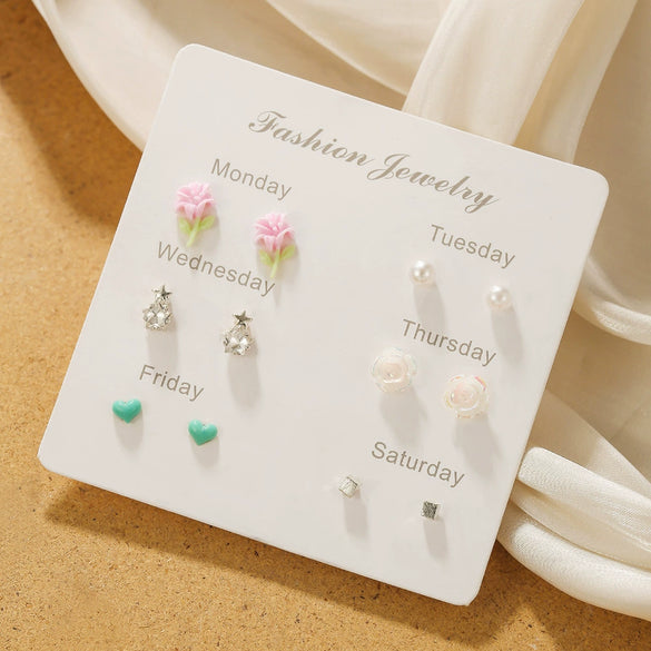 Zinc Alloy Animal Zodiac Butterfly Heart Earrings Set With Electroplating Girly Sweet Elegant Style