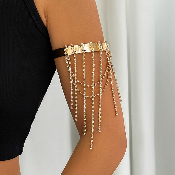 Zinc Alloy Beaded Tassel Arm Chain Arm Ring Electroplated Bohemian Style Women Jewelry