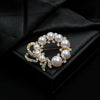 Zinc Alloy Bow Flower Pearl Women's Clothing Accessories Brooch With Electroplating