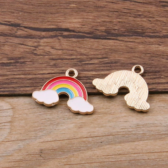 Zinc Alloy Cartoon Rainbow Cloud Pony Pendant With Dripping Oil Electroplated Alloy Jewelry Accessory For Necklace Bracelet And Earrings