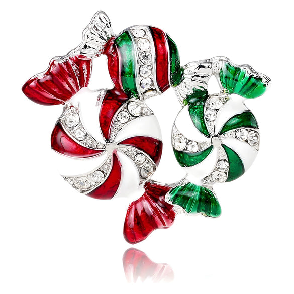 Zinc Alloy Christmas Candy Brooch With Dripping Oil Finish Fruit Food Design Unisex Fashion Clothing Accessory
