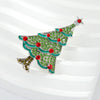 Zinc Alloy Christmas Tree Brooch With Diamond Embellishment Floral Plant Design Oil Drip Finish And Decorative Corsage Style