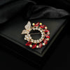 Zinc Alloy Crystal Leaf Wreath Brooch Electroplating Light Luxury Creative Suit Accessories