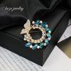 Zinc Alloy Crystal Leaf Wreath Brooch Electroplating Light Luxury Creative Suit Accessories