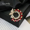 Zinc Alloy Crystal Leaf Wreath Brooch Electroplating Light Luxury Creative Suit Accessories
