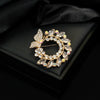 Zinc Alloy Crystal Leaf Wreath Brooch Electroplating Light Luxury Creative Suit Accessories