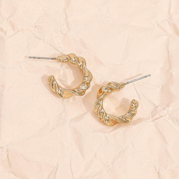 Zinc Alloy Cshaped Twist Hoop Earrings For Women Versatile Statement Jewelry For Daily Wear And Parties