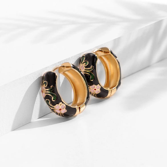 Zinc Alloy Flower Dripping Oil Women's Earrings