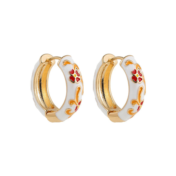 Zinc Alloy Flower Dripping Oil Women's Earrings