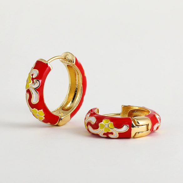 Zinc Alloy Flower Dripping Oil Women's Earrings