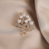 Zinc Alloy Flower Pearl Rhinestone Brooch For Women Clothing Decoration With Electroplating