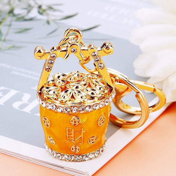 Zinc Alloy Fortune Bucket Cornucopia Women's Cute Creative Metal Key Chain