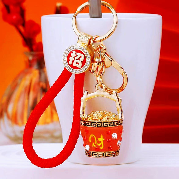 Zinc Alloy Fortune Bucket Cornucopia Women's Cute Creative Metal Key Chain