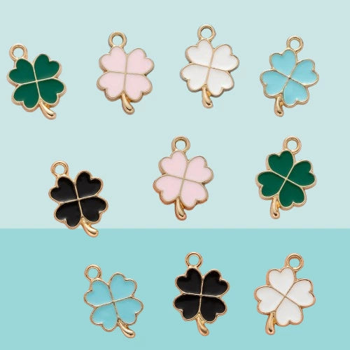 Zinc Alloy Four Leaf Clover Enamel Dripping Oil Pendant Jewelry Accessories For Diy Bracelet Necklace Earrings