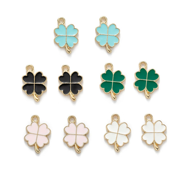 Zinc Alloy Four Leaf Clover Enamel Dripping Oil Pendant Jewelry Accessories For Diy Bracelet Necklace Earrings