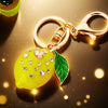 Zinc Alloy Fruit Lemon Car Keychain Diamondencrusted Cartoon Key Chain For Women