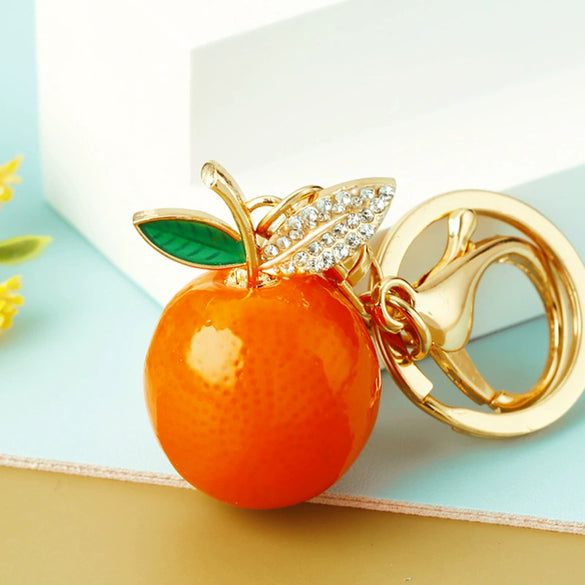 Zinc Alloy Fruit Lemon Car Keychain Diamondencrusted Cartoon Key Chain For Women