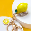 Zinc Alloy Fruit Lemon Car Keychain Diamondencrusted Cartoon Key Chain For Women
