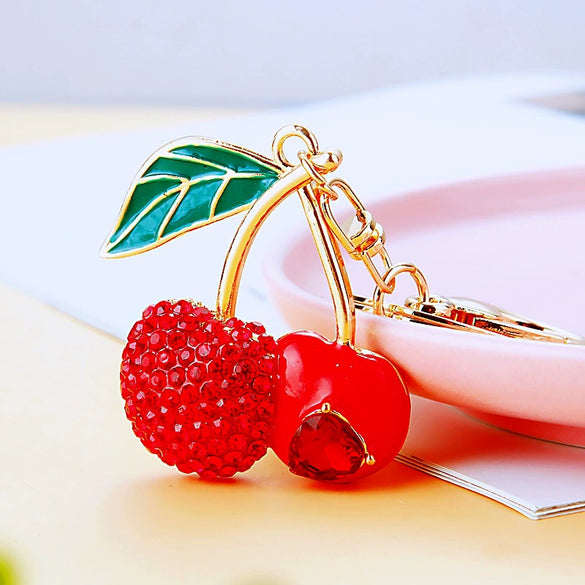 Zinc Alloy Fruit Lemon Car Keychain Diamondencrusted Cartoon Key Chain For Women