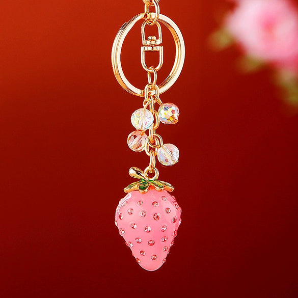 Zinc Alloy Fruit Lemon Car Keychain Diamondencrusted Cartoon Key Chain For Women