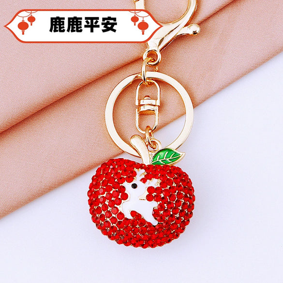 Zinc Alloy Fruit Lemon Car Keychain Diamondencrusted Cartoon Key Chain For Women