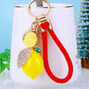 Zinc Alloy Fruit Lemon Car Keychain Diamondencrusted Cartoon Key Chain For Women