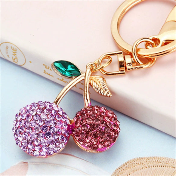 Zinc Alloy Fruit Lemon Car Keychain Diamondencrusted Cartoon Key Chain For Women