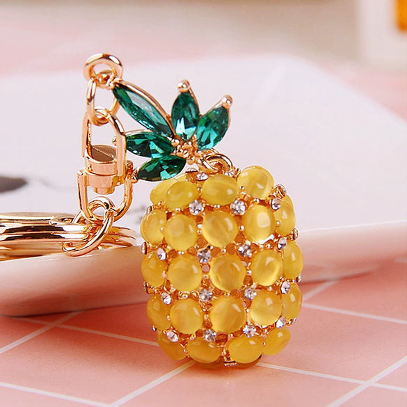 Zinc Alloy Fruit Lemon Car Keychain Diamondencrusted Cartoon Key Chain For Women