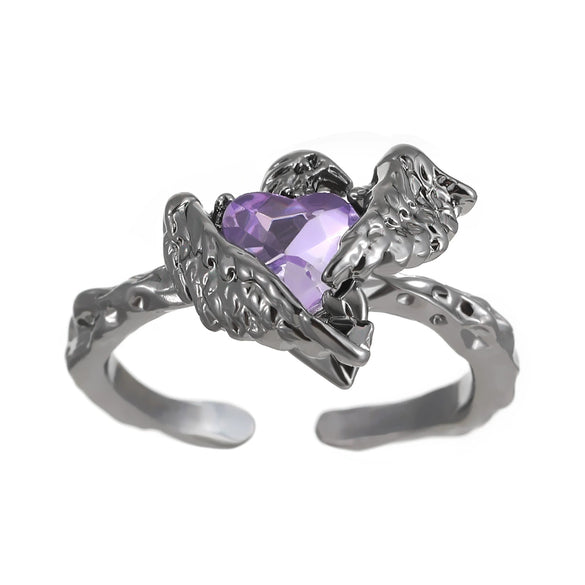 Zinc Alloy Geometric Animal Style Diamond Opening Finger Ring For Women