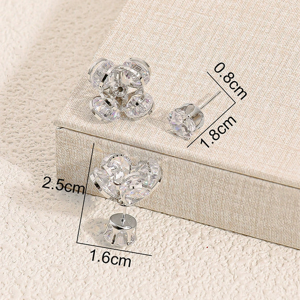 Zinc Alloy Leaf Hoop Earrings With Cut Out Design And Sparkling Zircon Rhinestone Accents For Women And Unisex Styling