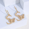 Zinc Alloy Letter And Butterfly Cutout Hoop Earrings With Clavicle Chain Versatile Unisex Jewelry Accessory