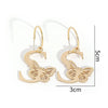 Zinc Alloy Letter And Butterfly Cutout Hoop Earrings With Clavicle Chain Versatile Unisex Jewelry Accessory