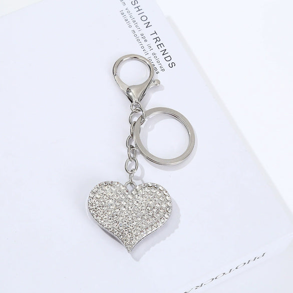 Zinc Alloy Love Heart Keychain With Diamonddecorated Pendant Light Luxury Bag Charm And Decorative Key Ring For Women And Girls