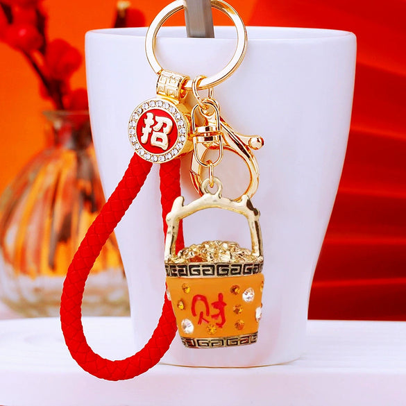 Zinc Alloy Metal Keychain Diamond Collection Bucket Cornucopia Shape For Women As Travel Souvenir Gifts