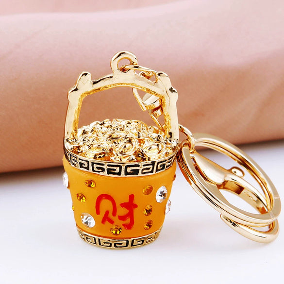 Zinc Alloy Metal Keychain Diamond Collection Bucket Cornucopia Shape For Women As Travel Souvenir Gifts