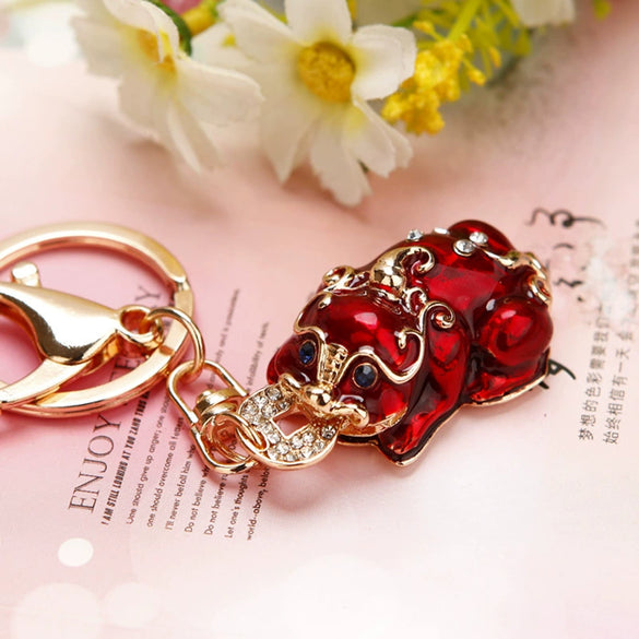 Zinc Alloy Pig Pattern Metal Keychain For Women