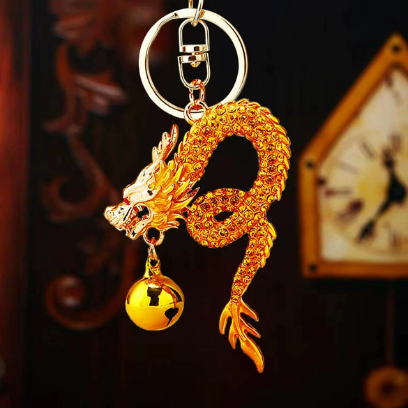 Zinc Alloy Rhinestone Zodiac Dragon Keychain For Women's Bag Pendant