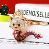 Zinc Alloy Rhinestone Zodiac Dragon Keychain For Women's Bag Pendant