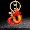 Zinc Alloy Rhinestone Zodiac Dragon Keychain For Women's Bag Pendant