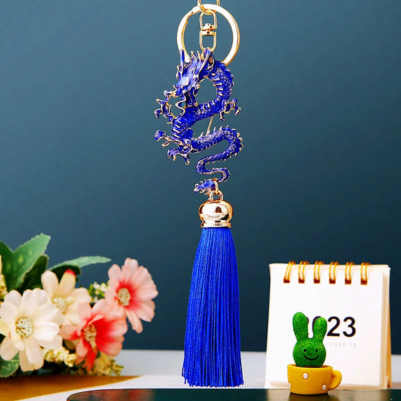 Zinc Alloy Rhinestone Zodiac Dragon Keychain For Women's Bag Pendant