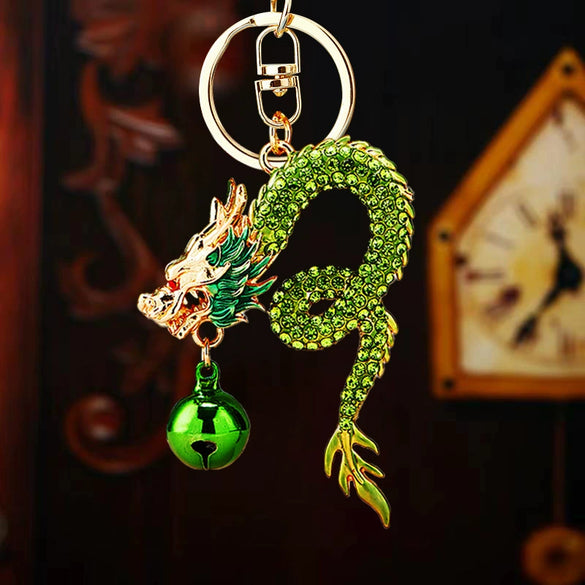 Zinc Alloy Rhinestone Zodiac Dragon Keychain For Women's Bag Pendant