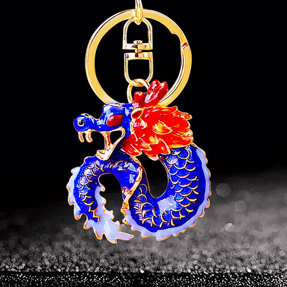 Zinc Alloy Rhinestone Zodiac Dragon Keychain For Women's Bag Pendant