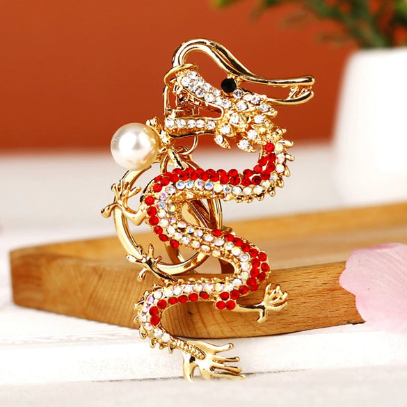Zinc Alloy Rhinestone Zodiac Dragon Keychain For Women's Bag Pendant